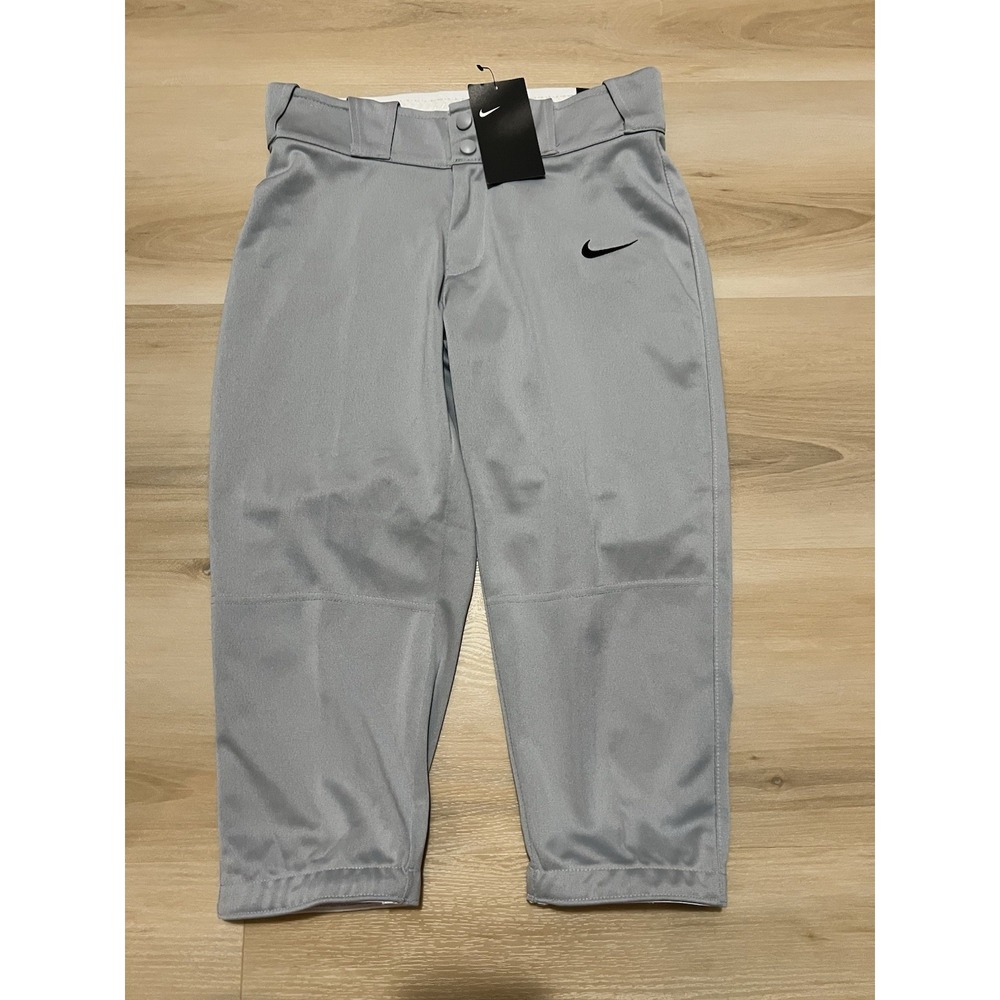 NWT Nike Women's Small‎ Softball Gray Pants 3/4 Nike Logo Grim Waist